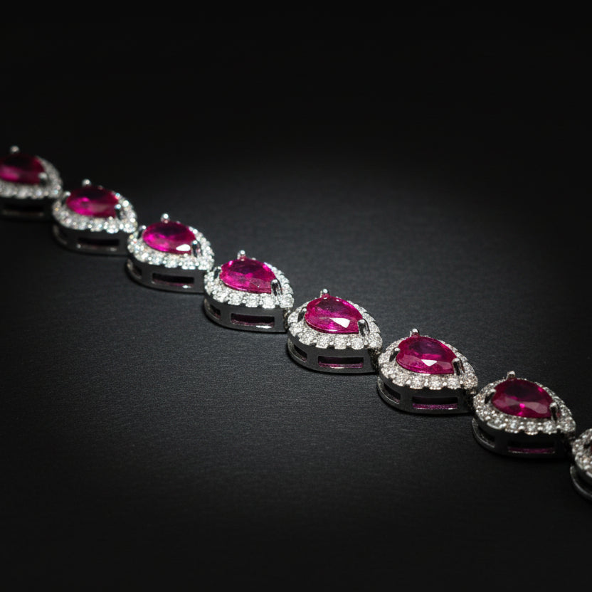 Lab 1.43 ctw Teardrop Tennis Bracelet