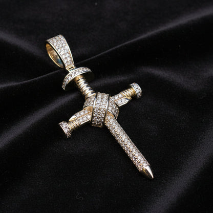 Moissanite 0.97 ctw Screw Nail Cross Pendant