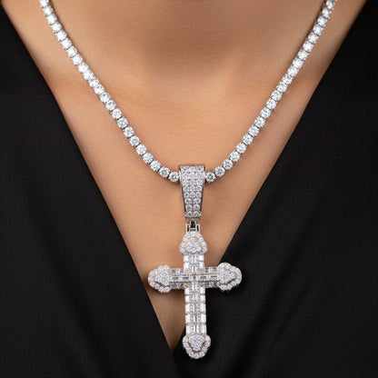Moissanite 0.95 ctw Trefoil Cross Pendant