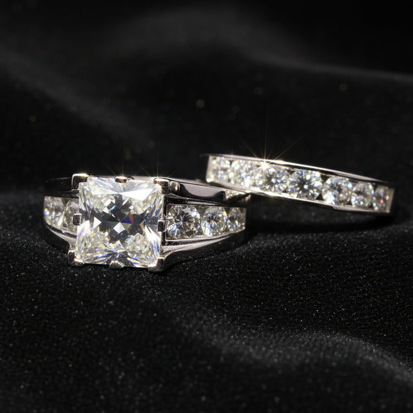 Moissanite 2.05 ctw Prince Cut Ring with Band