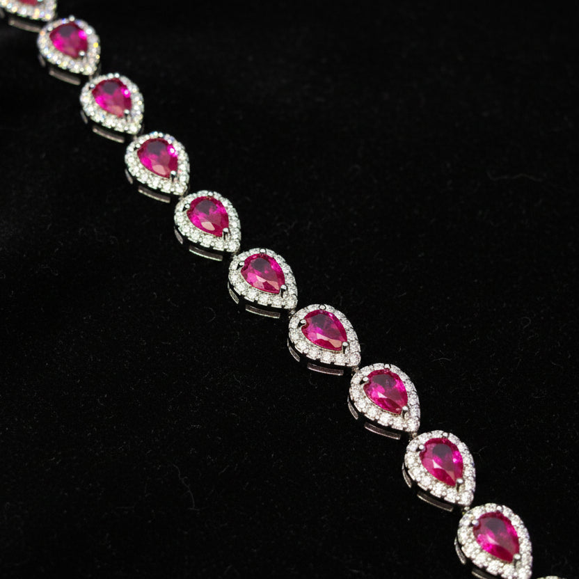 Lab 1.43 ctw Teardrop Tennis Bracelet