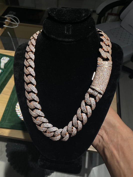 20MM VVS Rose Gold Mosaic Handset Cuban Link