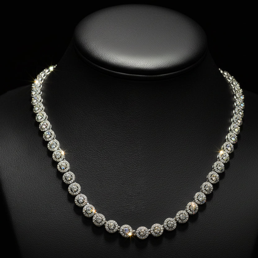 Silver Moissanite Necklace at Earring Kingz